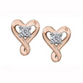 Diamond Heart Stud Earrings in 10K Rose Gold (0.025 CT. T.W.)